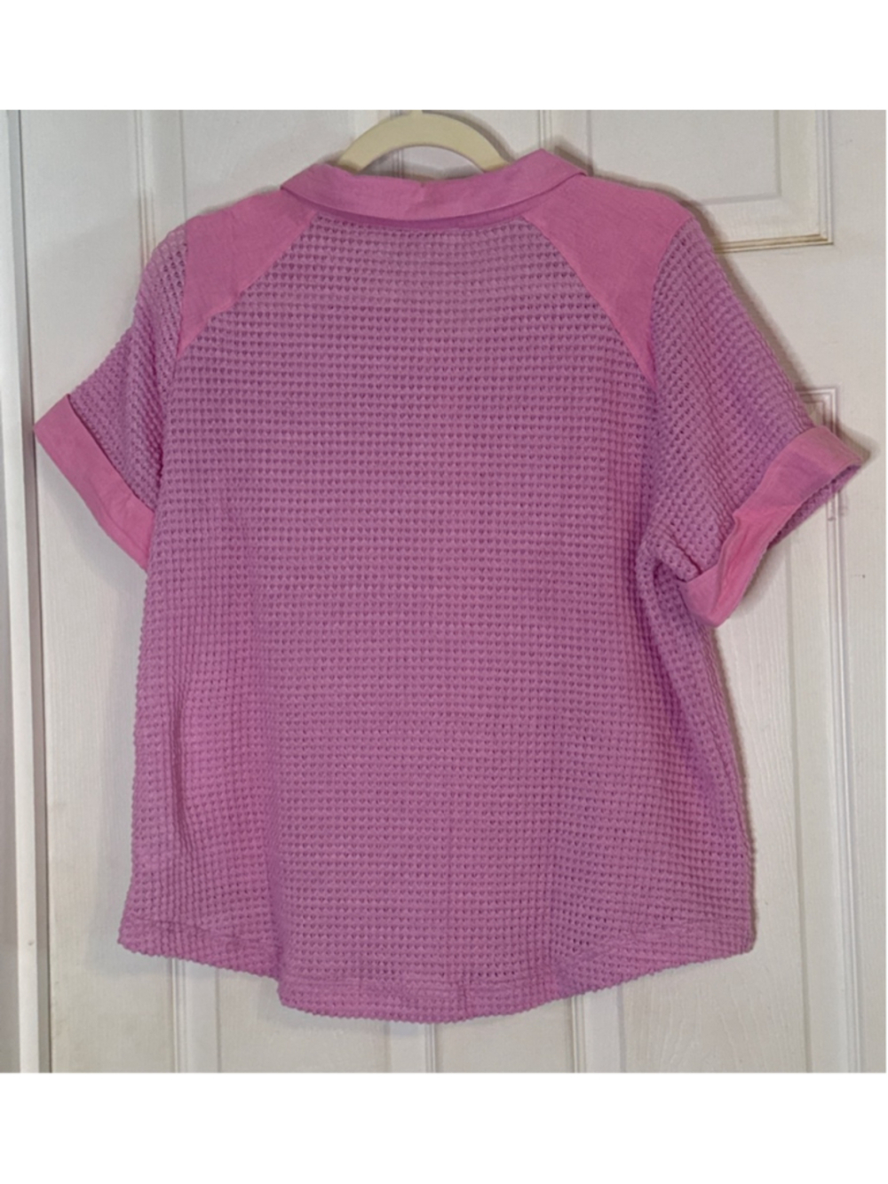 Umgee Pink Waffle Knit Button Down Shirt S - Picture 2 of 3